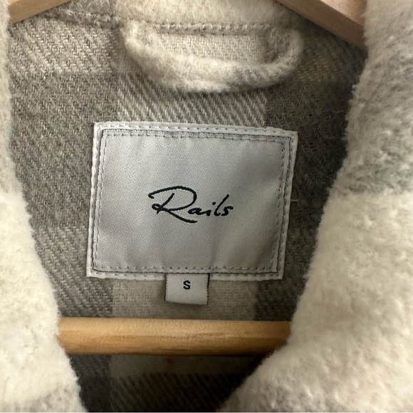Rails Shacket Button Up Flannel Gray White Wool Fall Winter Grunge Size Small - Picture 5 of 6